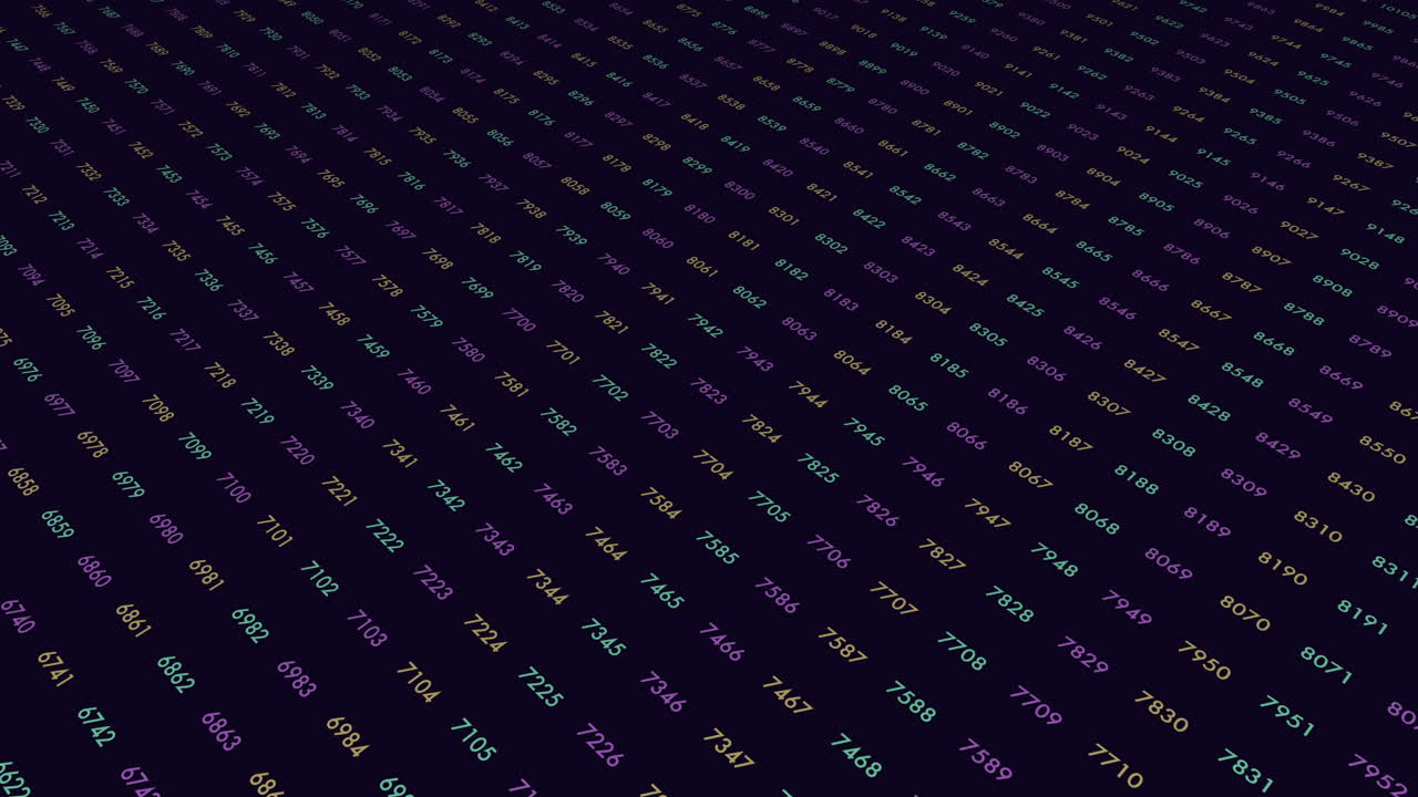 patrón de matriz con números de neón en el espacio negro