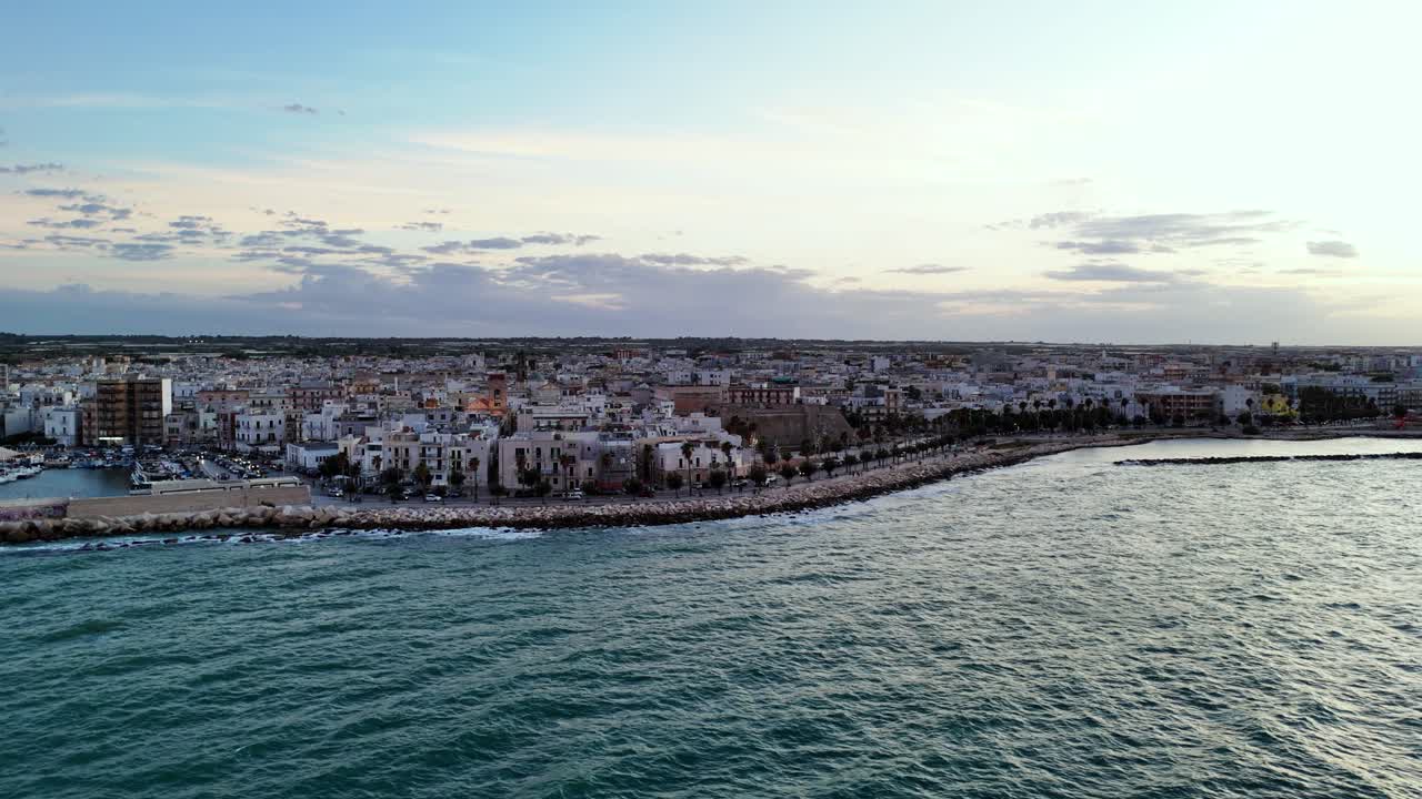 Seaside and beautiful township of Mola di Bari, aerial view