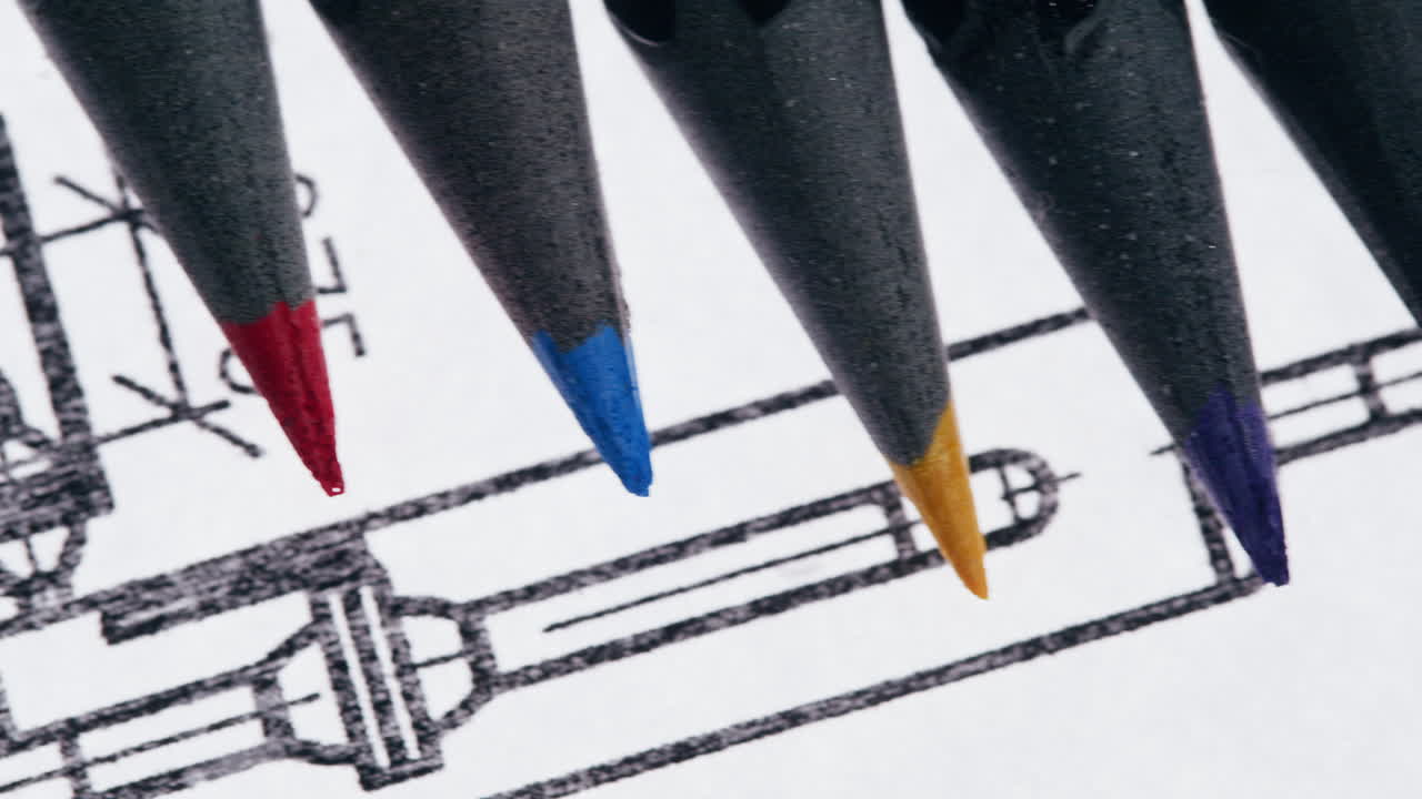 Colored Pencils on Architectural Blueprint