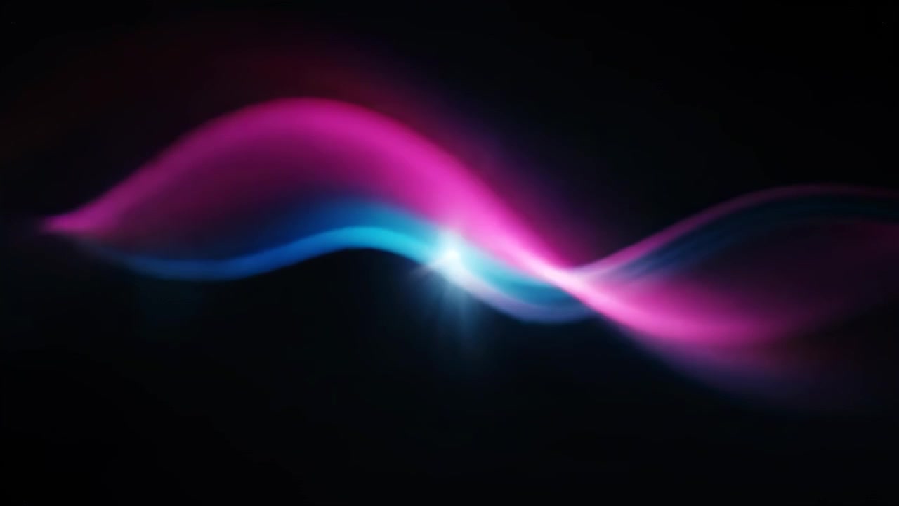 Abstract Glowing Pink and Blue Light Waves on Black Background
