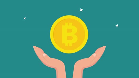 las manos que sostienen bitcoin