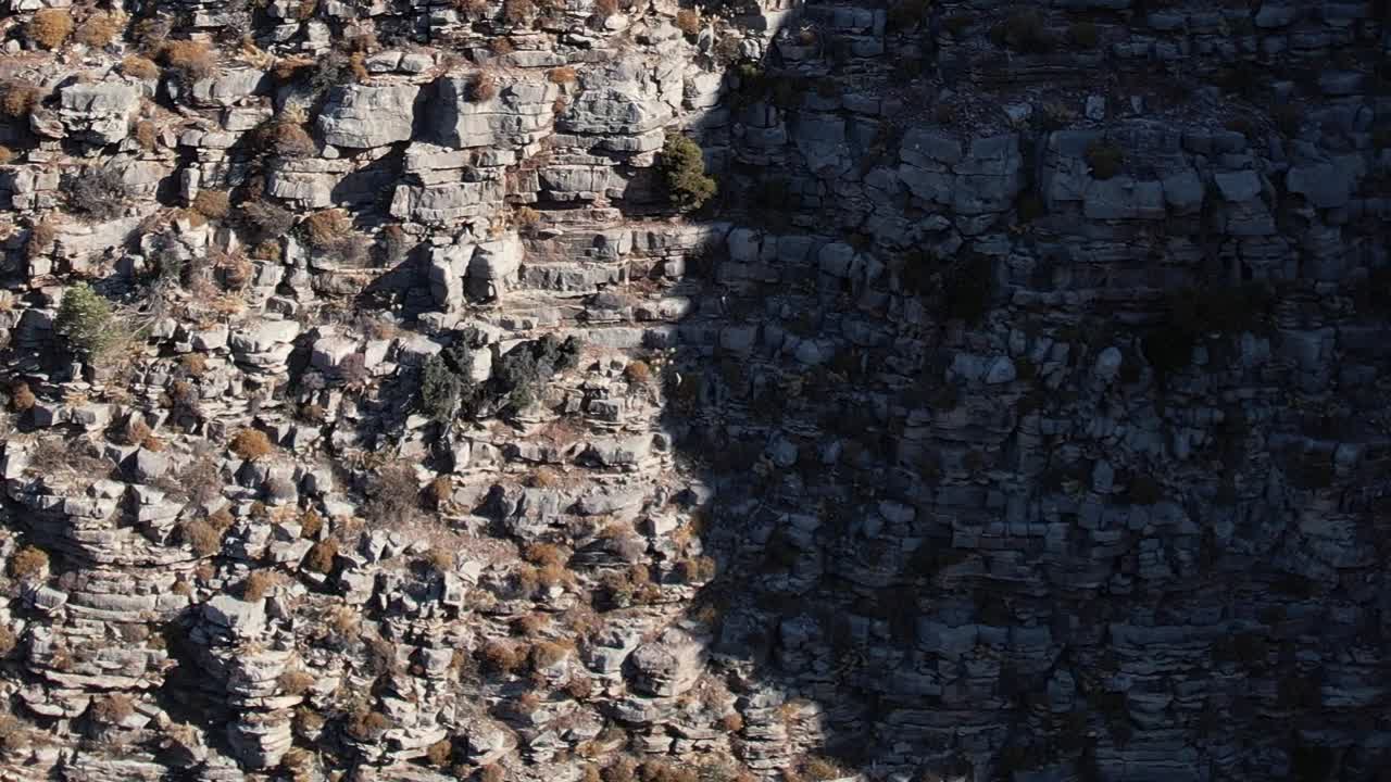 Aerial view of rocky cliffs and natural landscape in Greece