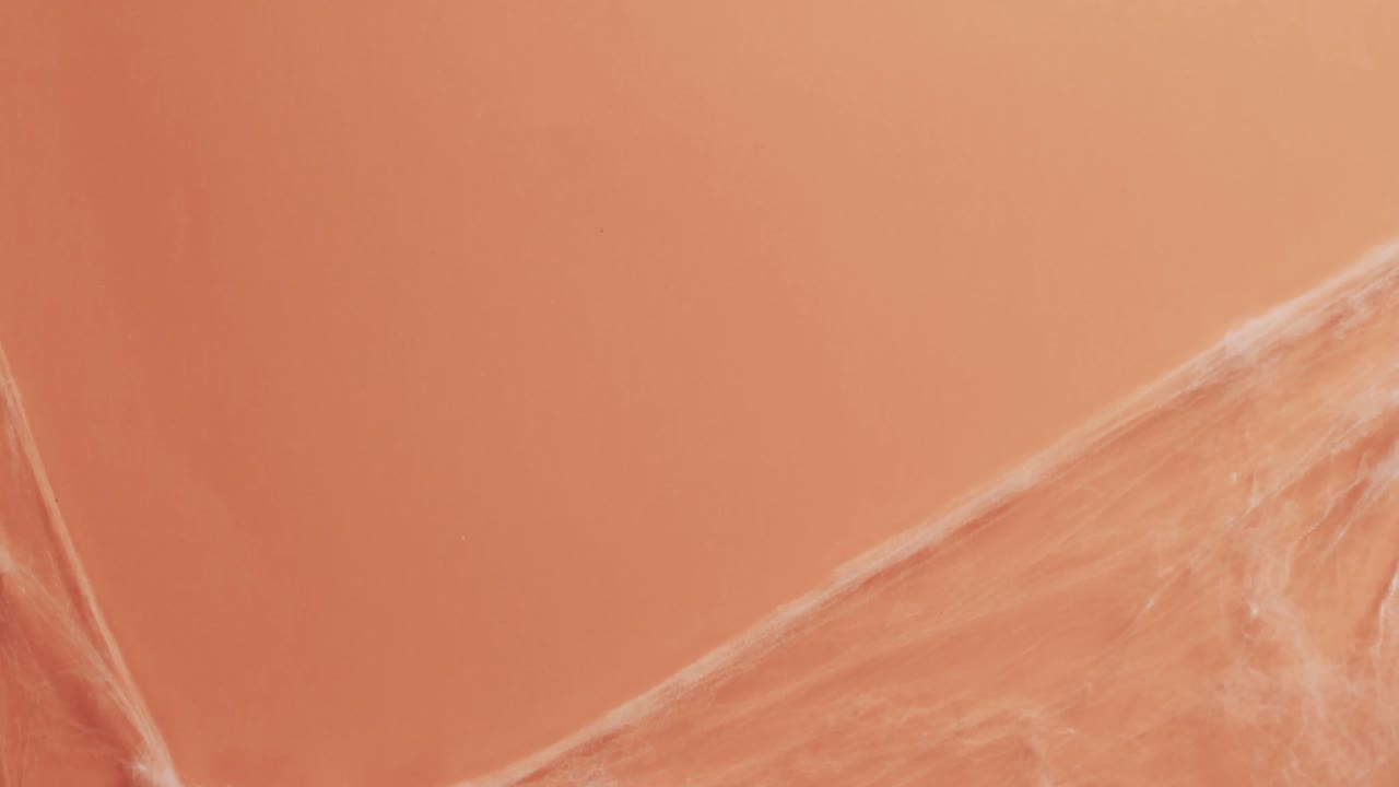 Video of halloween spider's web and copy space on orange background