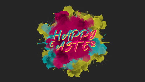 Happy-Easter-with-colorful-art-brushes-on-black-gradient