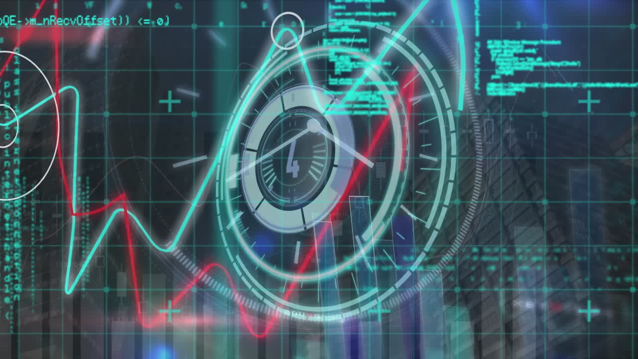 animación del procesamiento de datos financieros a través del escaneo de alcance con cuenta atrás