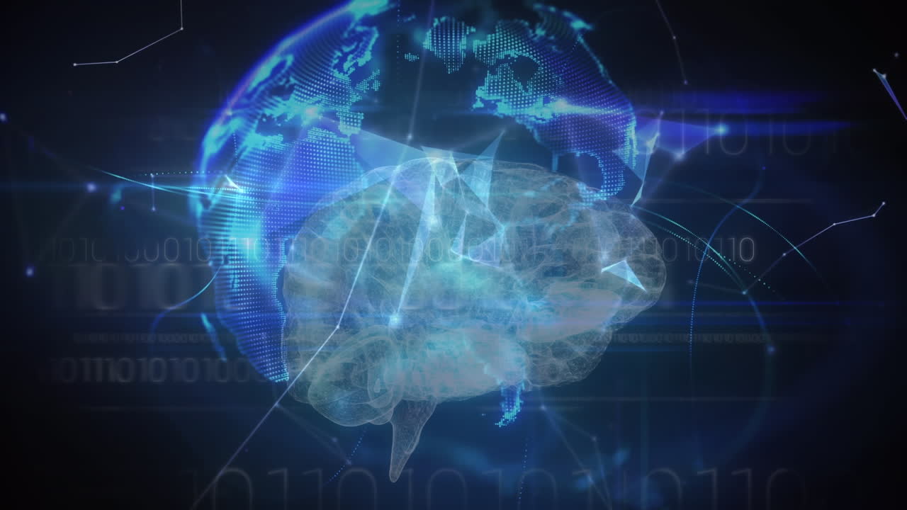 Animation of networks of connections over medical data processing with digital human brain