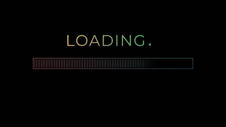 Progress loading bar screen animation on a black background, featuring smooth motion and alpha channel for transparency