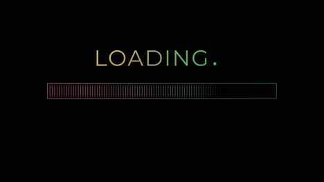 progress loading bar screen animation on a black background, featuring smooth motion and alpha channel for transparency