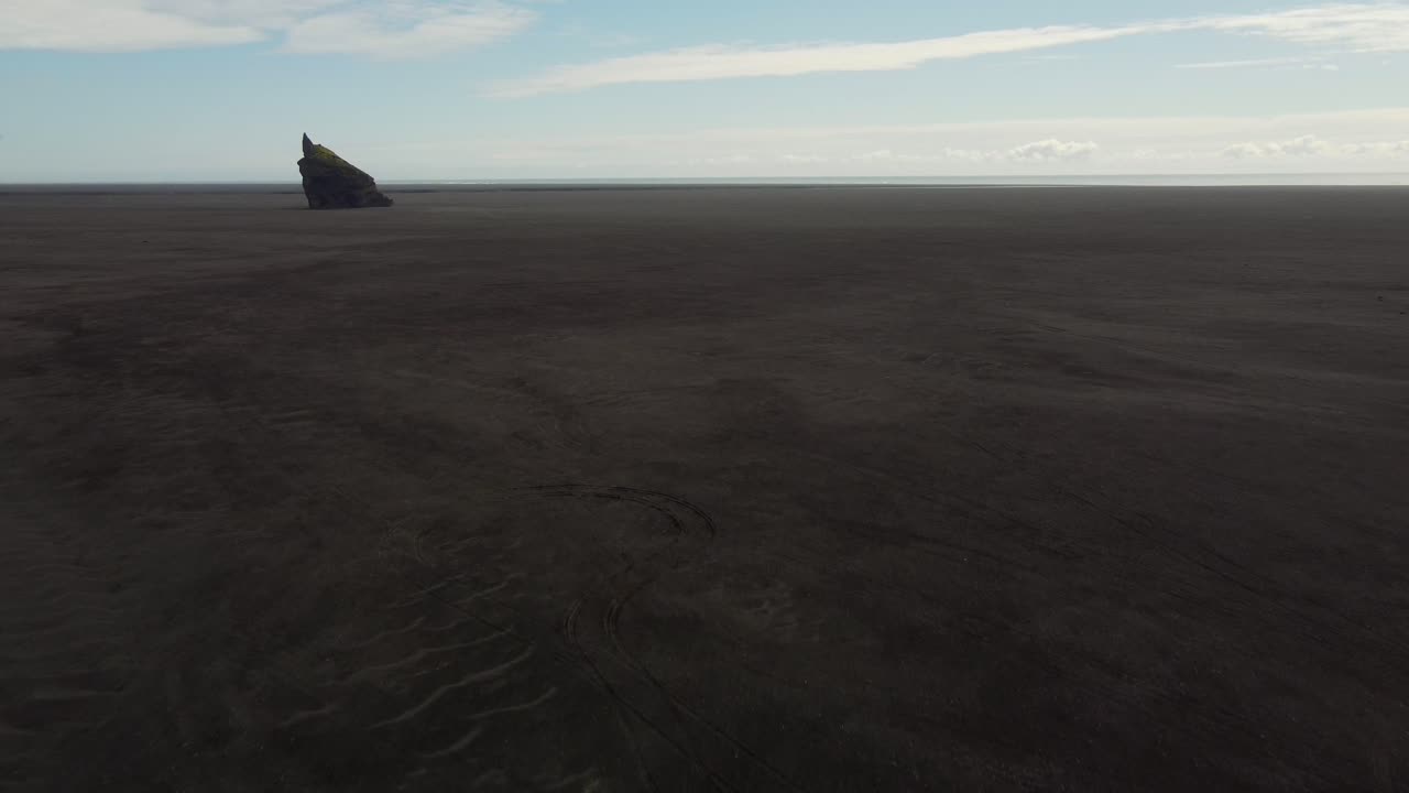 Black Sand Desert with Rocky outcrop