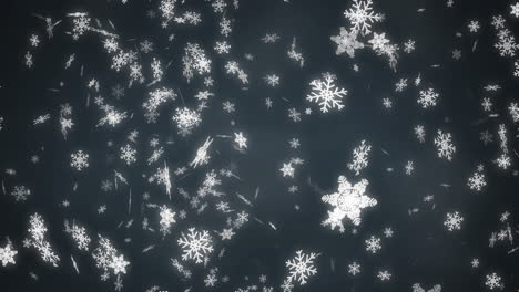 white christmas snowflakes falling on dark grey background