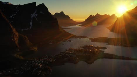 evening sunset lofoten islands norway. reine lofoten is an archipelago in the county of nordland, norway.