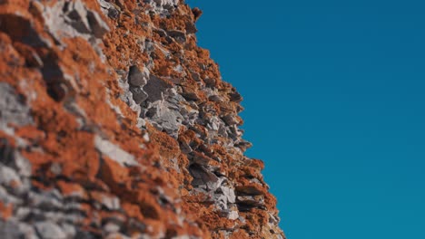 a close-up view of the rocky dolomite stone formations of the trollholmsund beach in norway