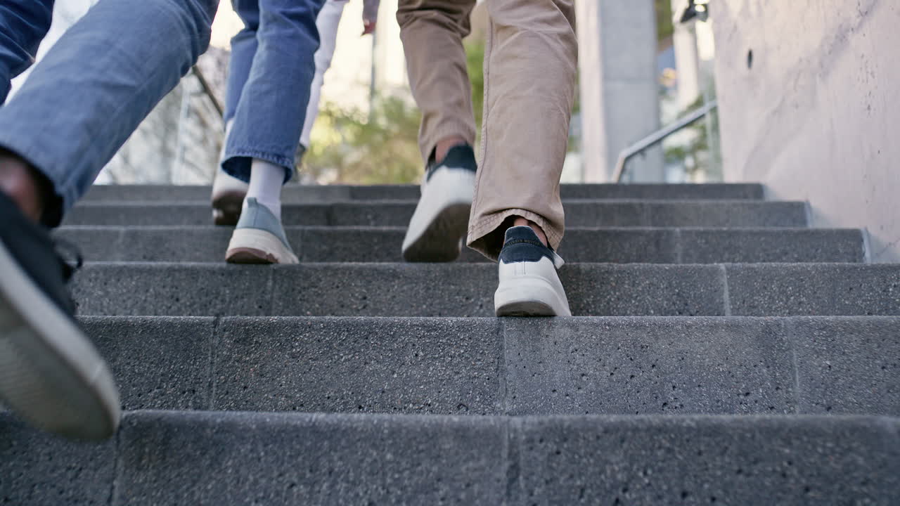 사람들이 계단을 올라가고 있습니다.