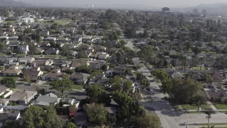 downtown burbank residential suburban neighbourhood rising above california community aerial