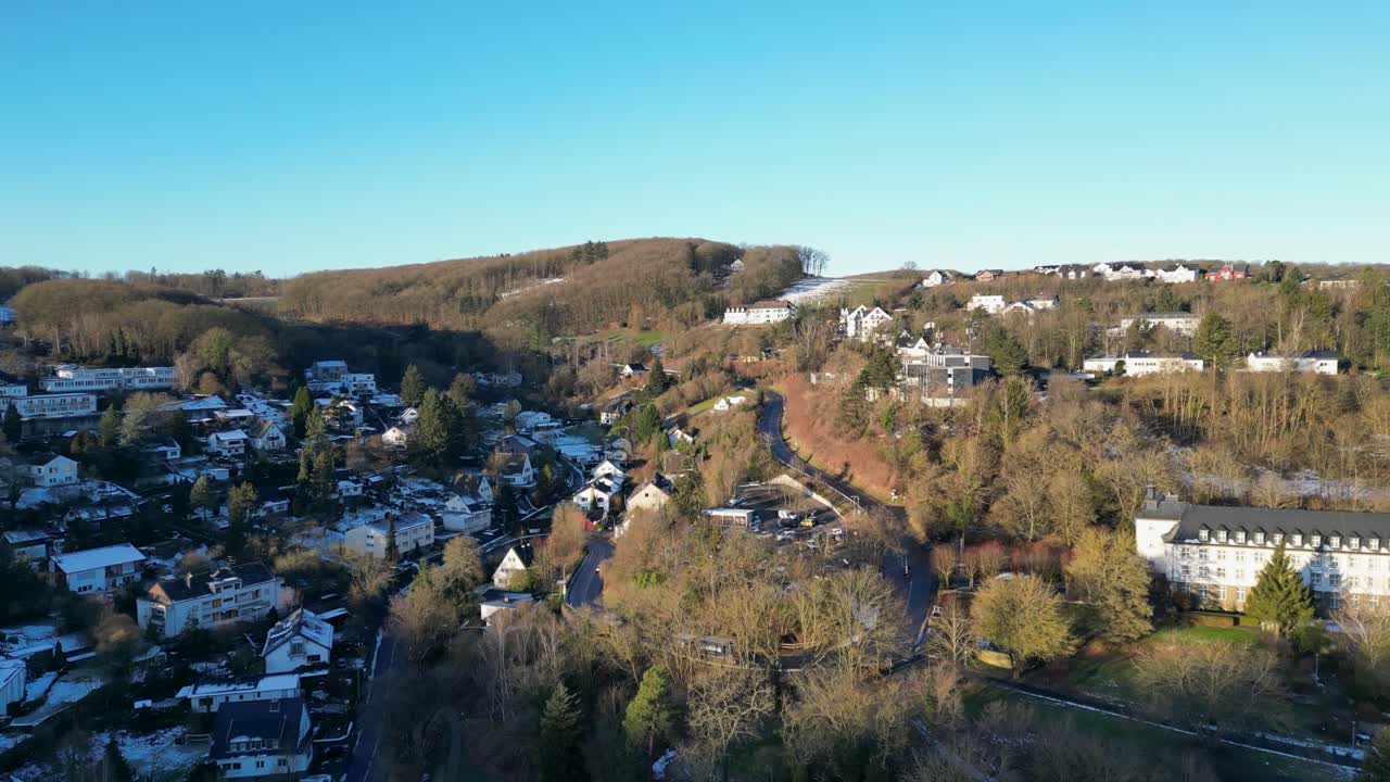 Hovering drone shot capturing the architectural details of the town’s castle ruins. Bad Münstereifel, Germany.