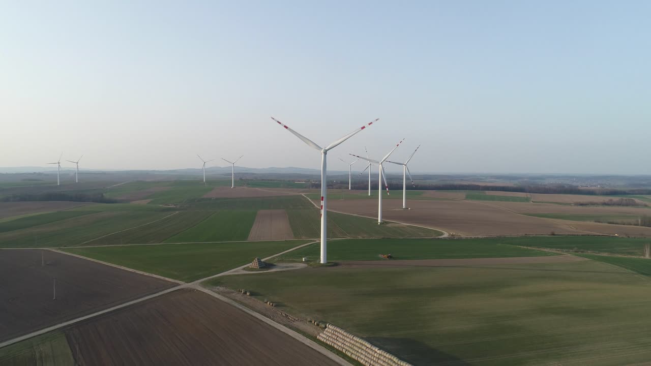Aerial View Of Windmills Farm Power Energy Production 44