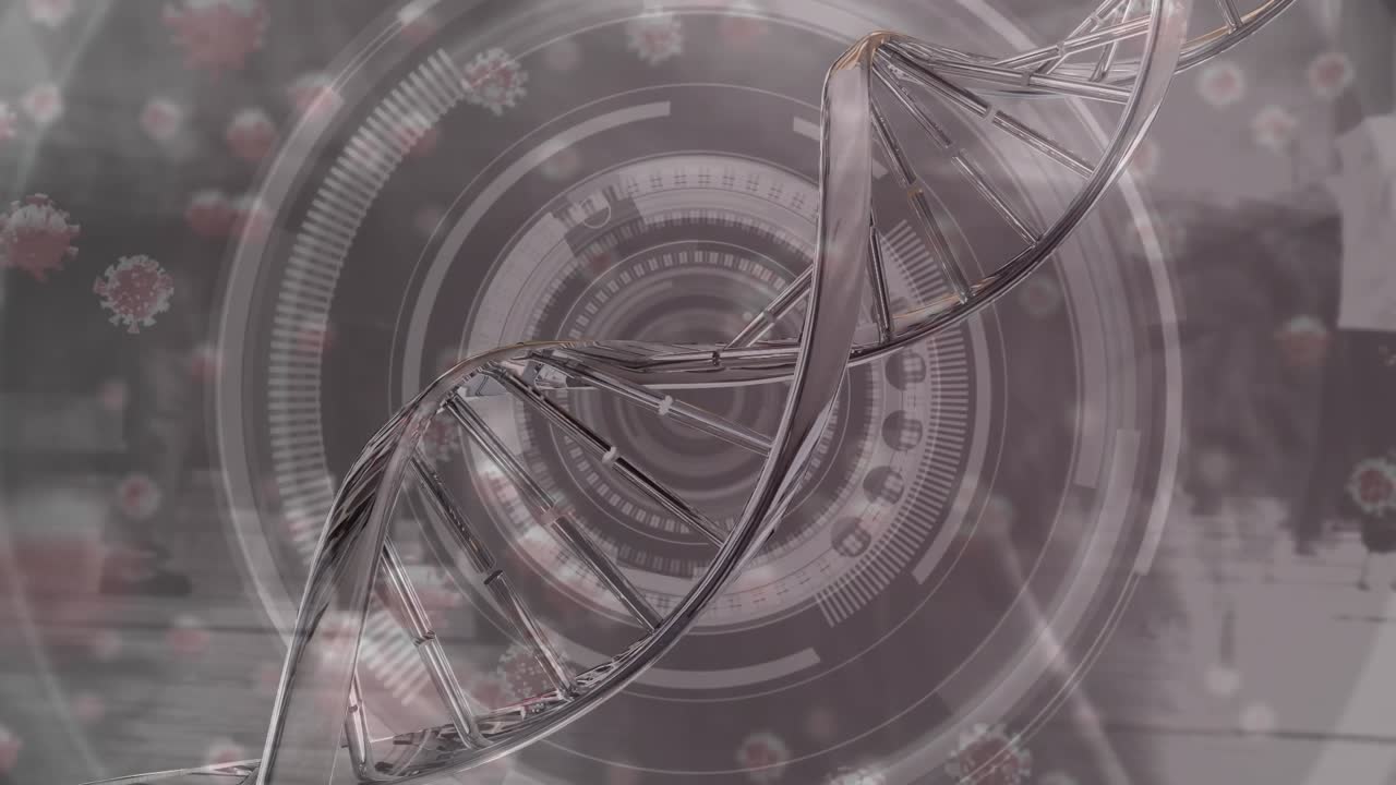 Animazione digitale di numeri in aumento su scanner rotondi e con spazio per il testo