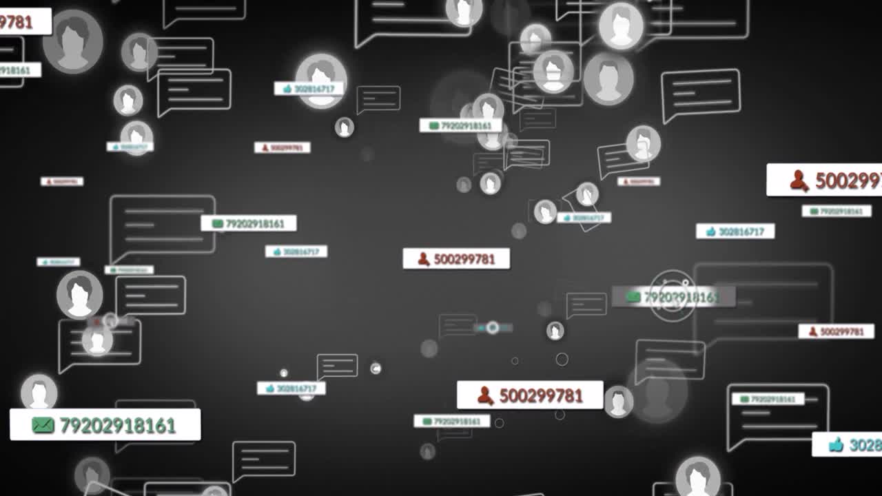 animación de iconos de medios en fondo gris