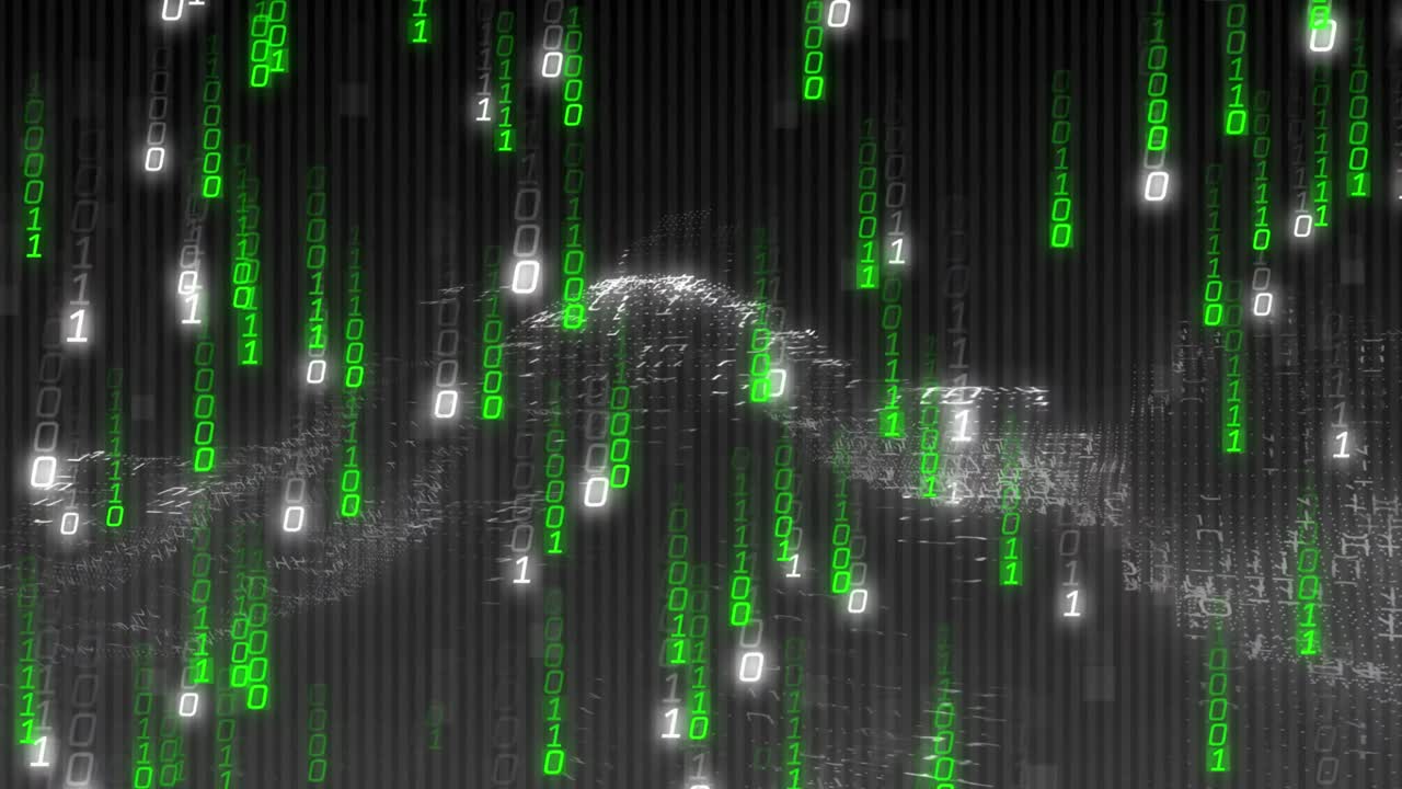animación del procesamiento de datos sobre un fondo negro