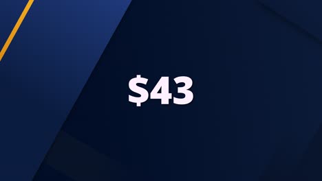 elegant and bold price graphic animation showing $43. ideal for product ads, e-commerce sites, and discount campaigns