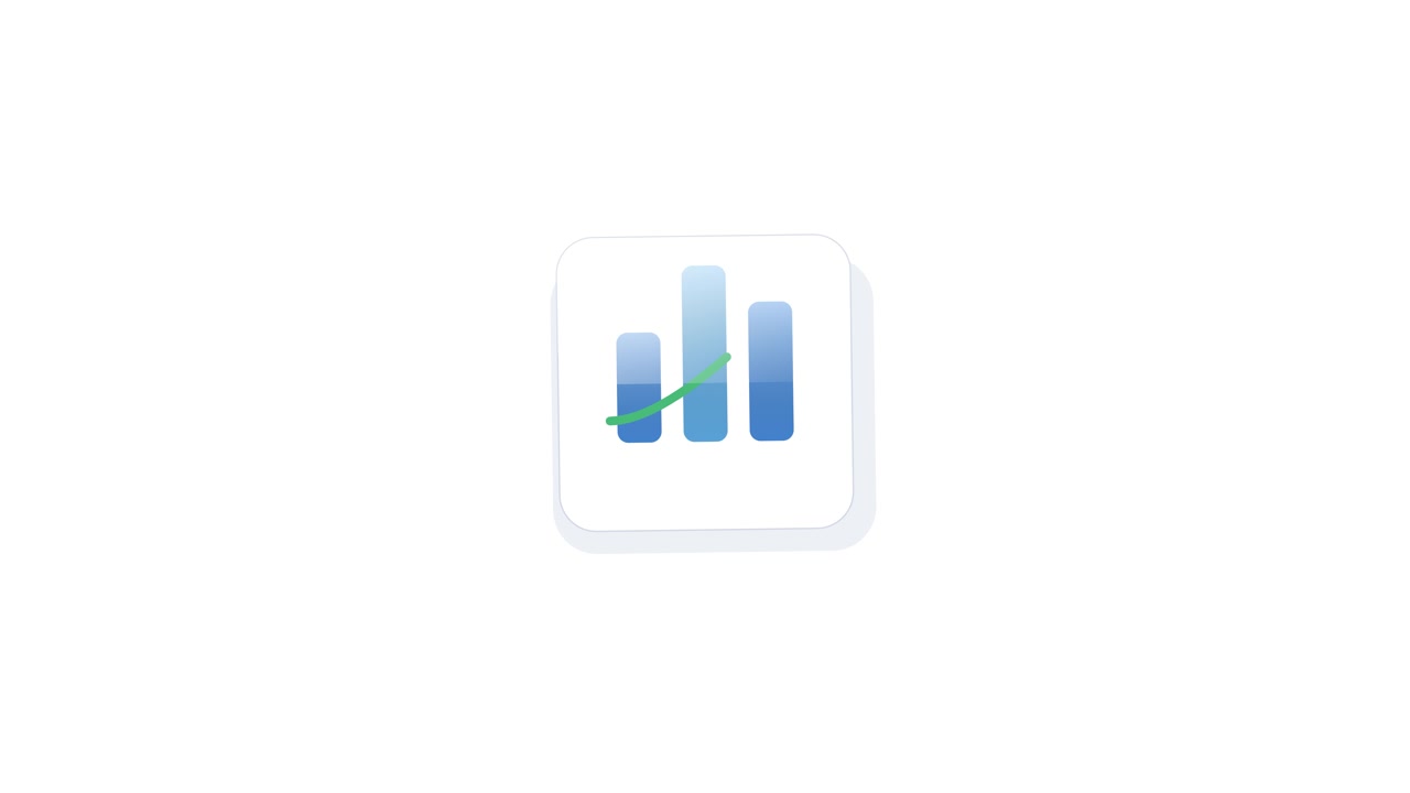 Icona grafico a barre animata con linea di tendenza in aumento
