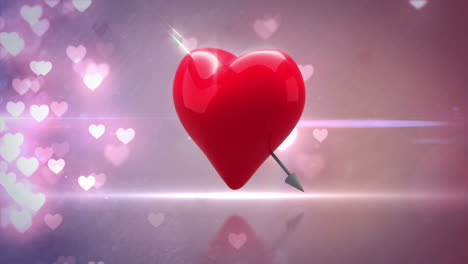 Red-heart-with-an-arrow-turning-on-glittering-background-