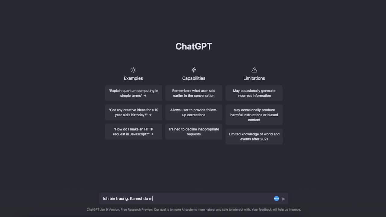 escribiendo entrada en la pantalla predeterminada de chatgpt