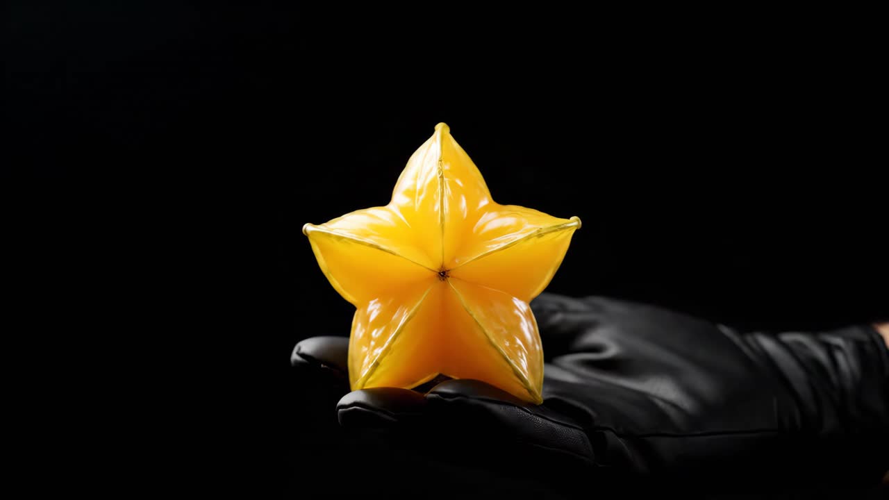 Axe cutting star fruit in slow motion