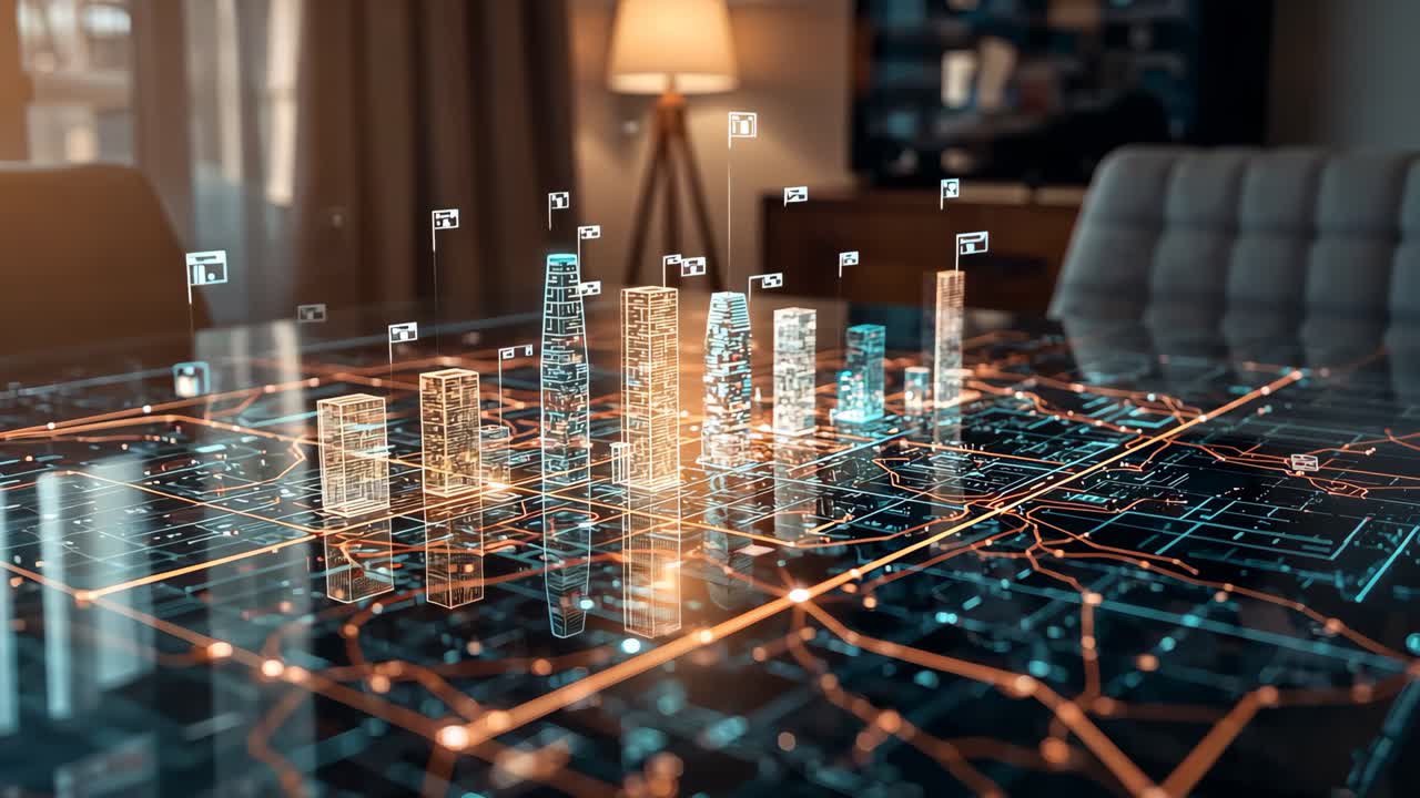 Data Visualization and Futuristic Cityscape