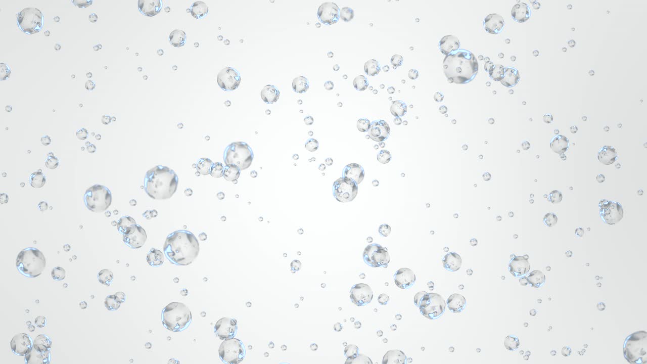 4k 3d air bubbles in water rising up to surface on background bubbles floating under transparent