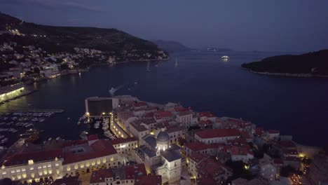 night flyover famous filming location, walls of the dubrovnik old town, unesco medieval city