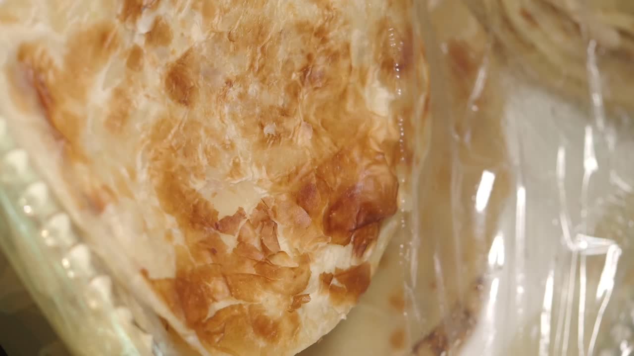 Close-up of Wrapped Roti