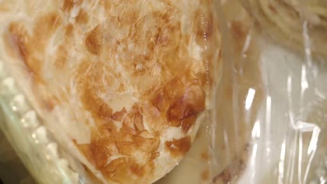 close-up of wrapped roti