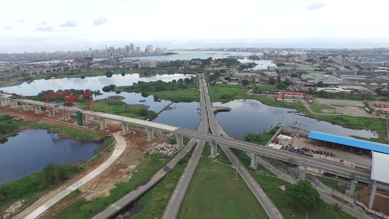 Záběr na město Lagos, Nigérie