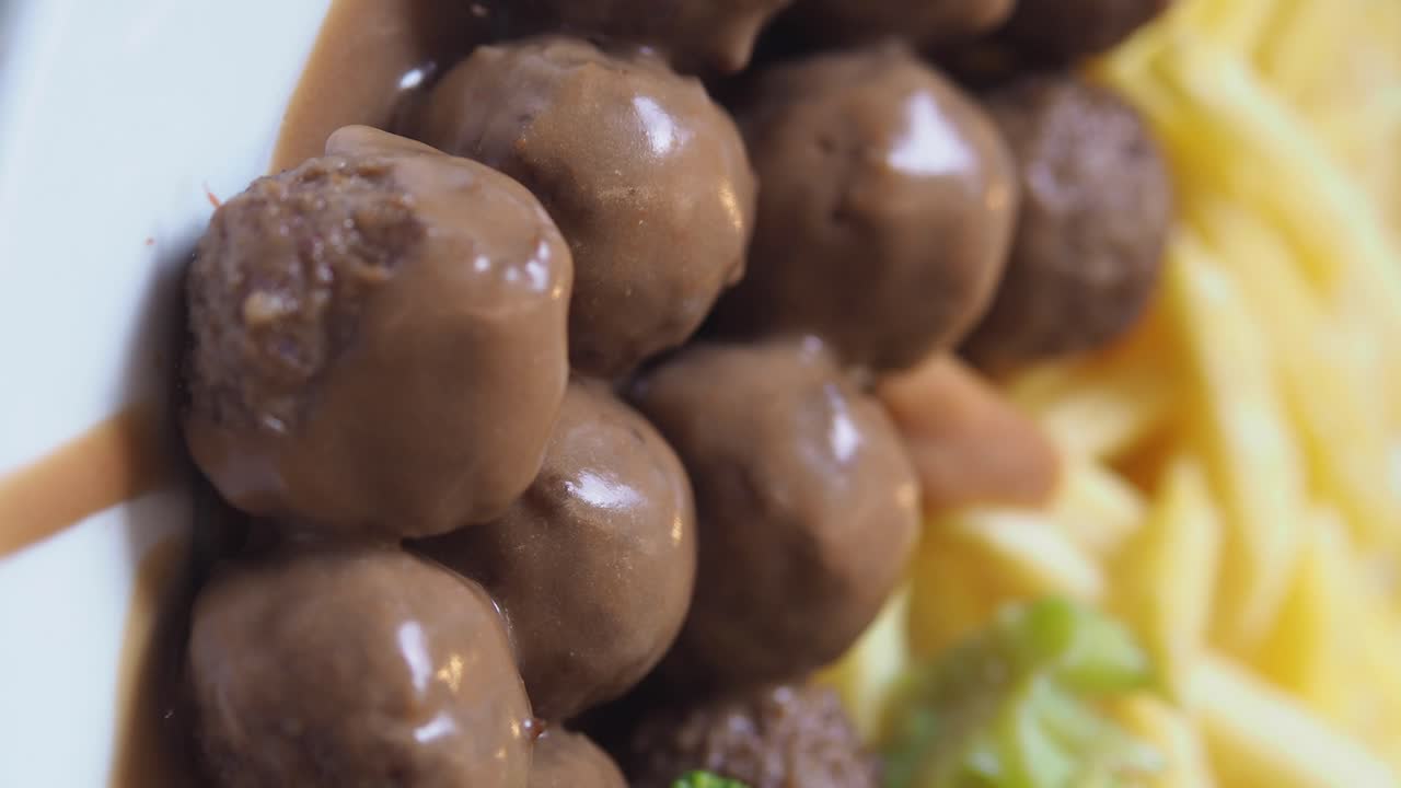 Swedish Meatballs with Fries and Broccoli