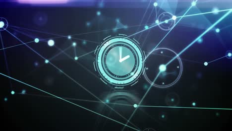 animación de la red de conexiones con el tictac del reloj.