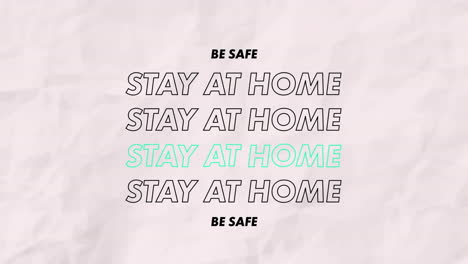 animation of stay at home text on white background