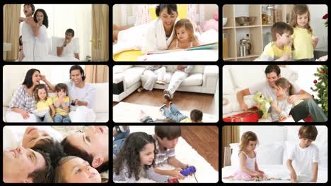 montaje de familias animadas divirtiéndose