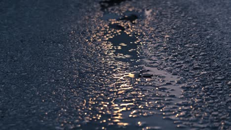 reflection of light in wet asphalt.