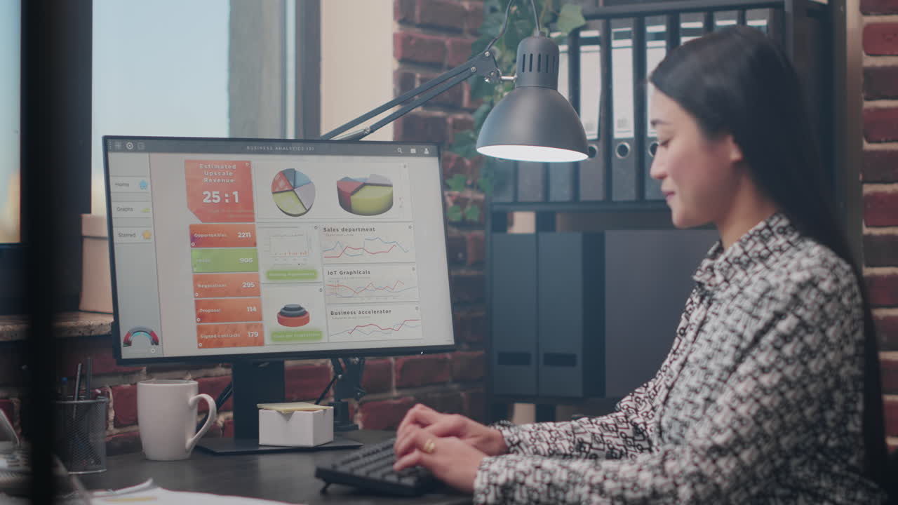 Close up of person working on business growth