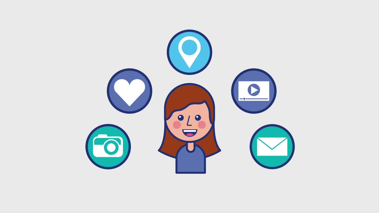 chica linda y artículos de contenido viral cámara del corazón mensaje jugador de video