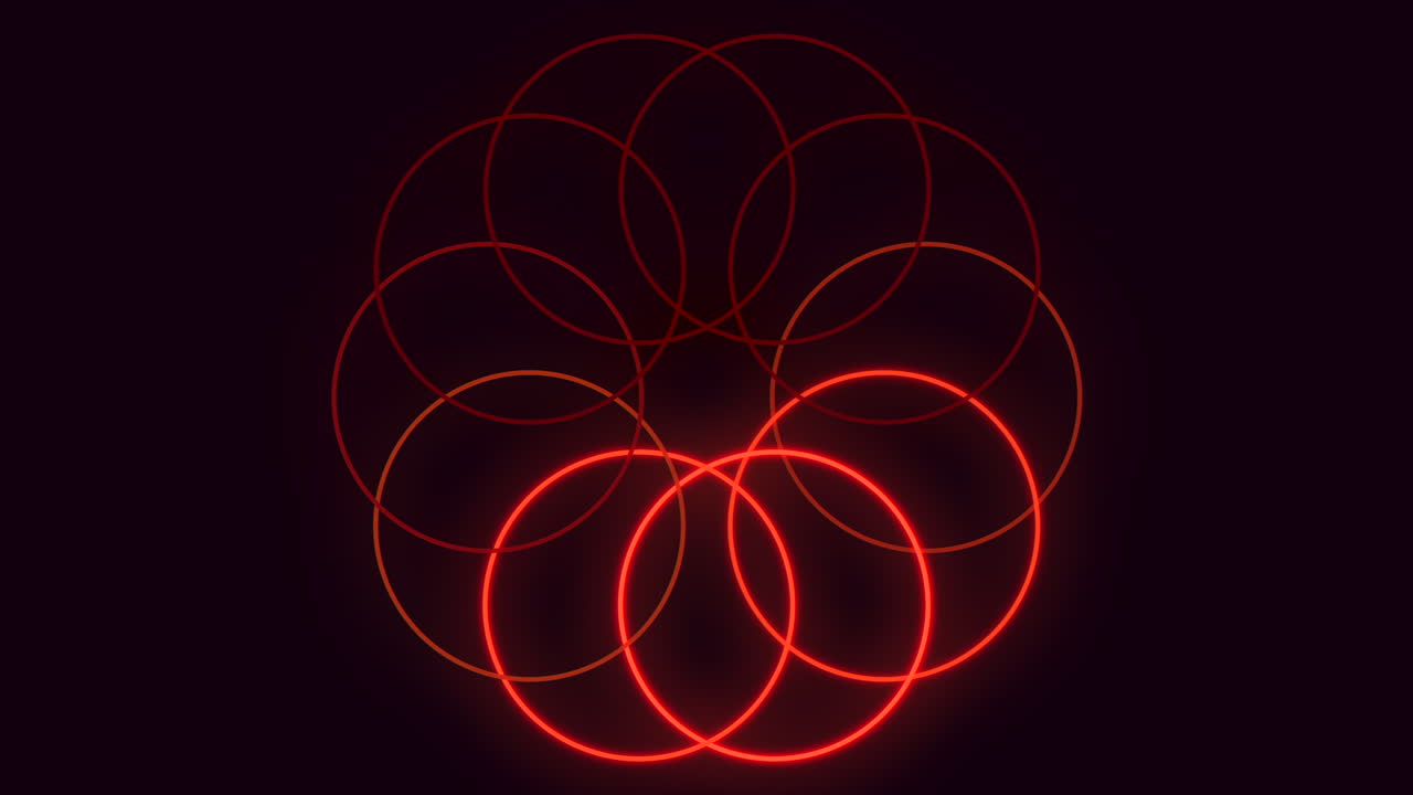 Bright red glowing circles form a mesmerizing spiral pattern in this image. The intricate arrangement of circles creates a visually striking and vibrant display