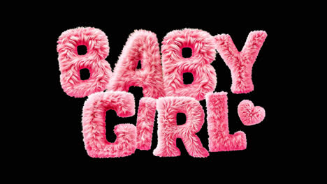 Fluffy pink text design animation isolated asset, transparent 4K video, alpha channel, ProRes 4444
