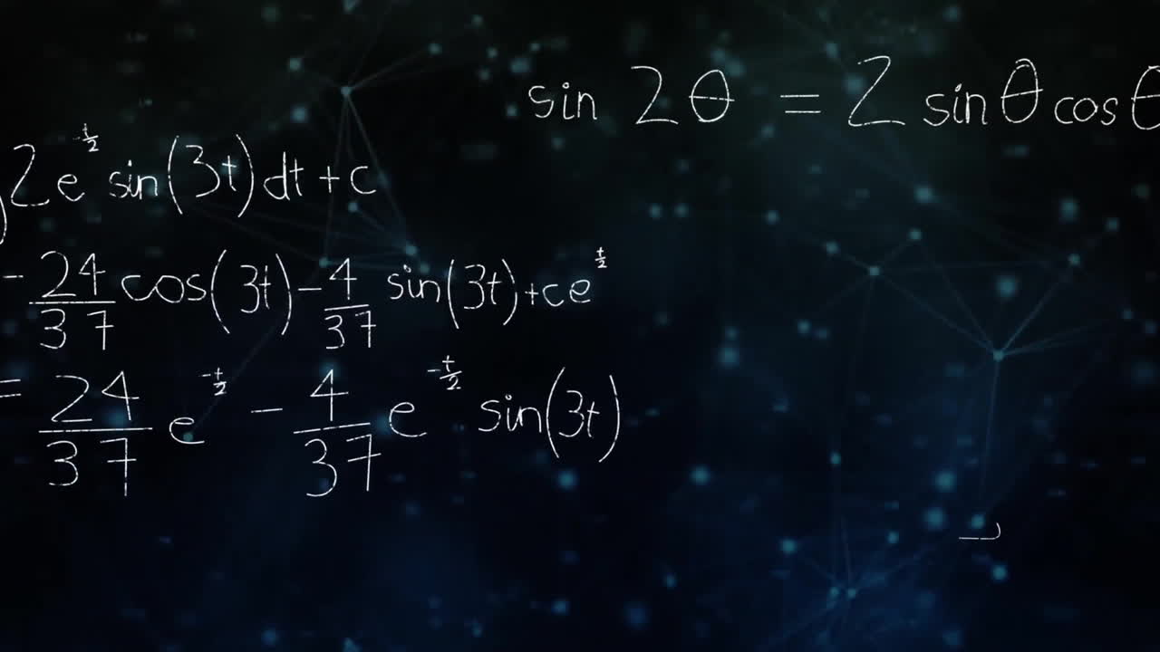 animación del procesamiento de datos matemáticos sobre un fondo negro