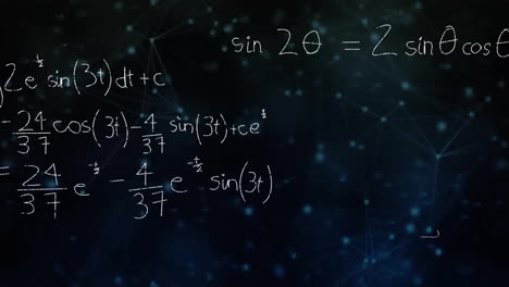 animation of mathematical data processing over black background