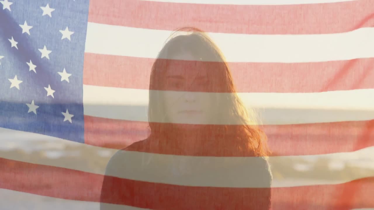 Ondeando la bandera americana