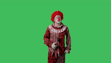 funny clown on green screen chroma key