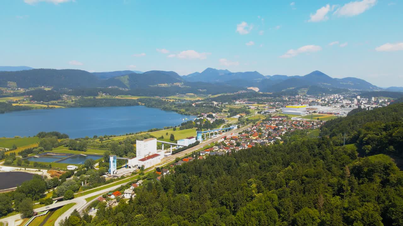 Aerial drone 4K drone footage view of &Scaron;ale&scaron;ka dolina and its artificial lakes made from coal mining