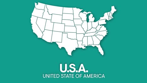 map of united states of america showing different states. animated usa contiguous lower 48 u.s. state map on an isolated chroma key background.