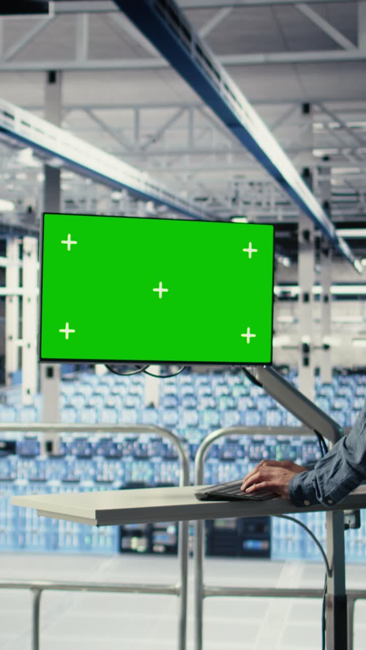 Vertical Video Server Farm Programmer Using Green Screen Computer To Scan Hardware Rigs